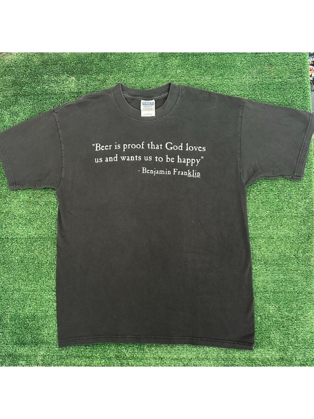 Vintage 90s Ironic Quote Grunge T-Shirt Satire Skate Humor Beer Benjamin Frankli